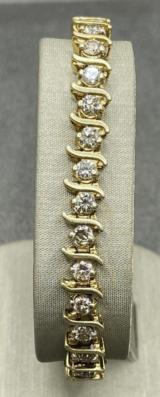 14K Yellow Gold Diamond S Style Tennis Bracelet (26889)